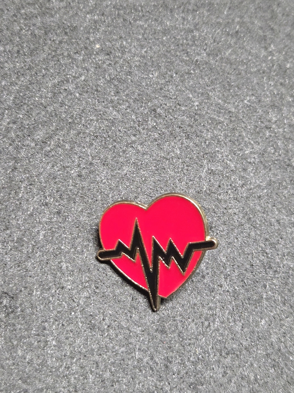 **Red Heart Pulse Enamel Pin**